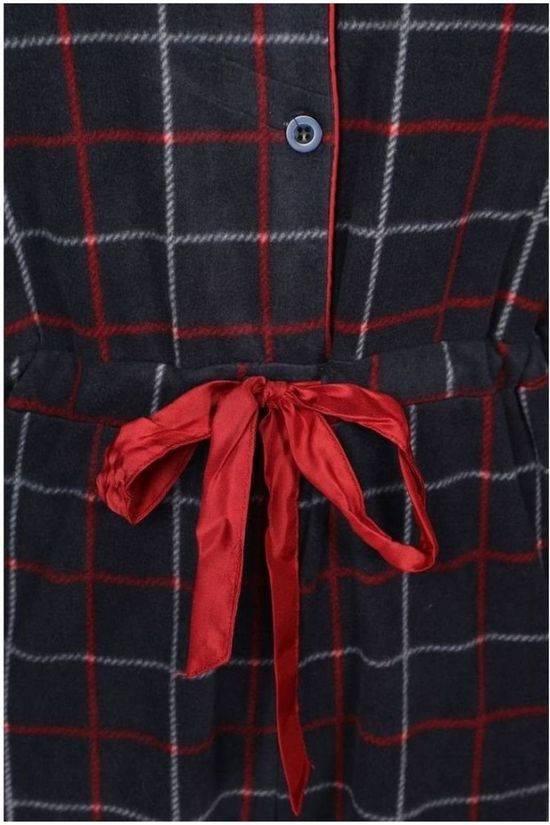 Eskimo Pyjama Tartan Onesie - Coral Fleece Navy Blue/Mid Red