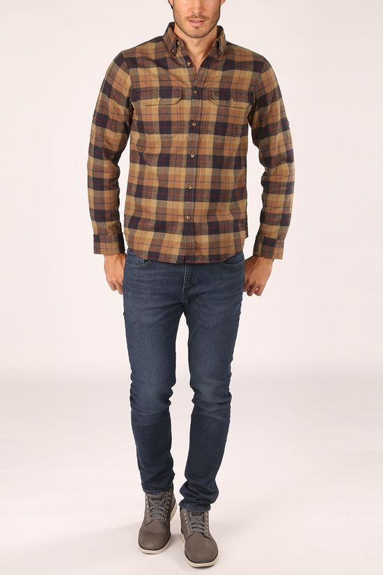 Fjällräven Hemd Sarek Heavy Flannel Sand Brown/Dark Blue