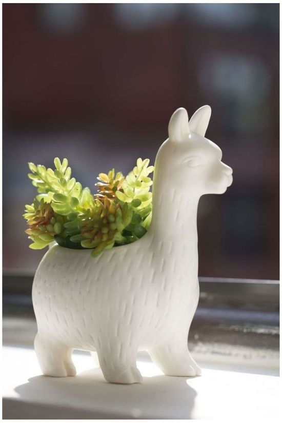 Kikkerland Bloempot Lloyd The Llama Planter white