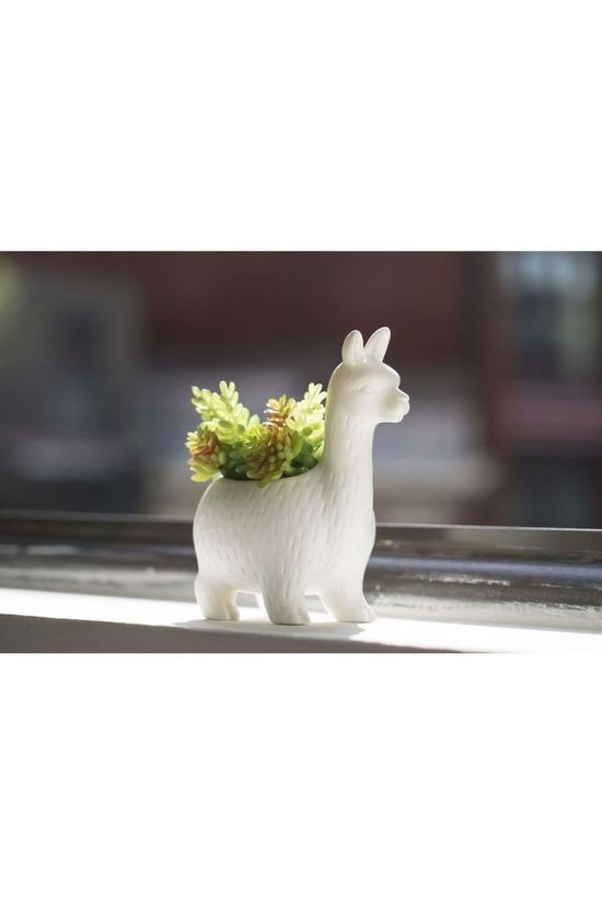 Kikkerland Bloempot Lloyd The Llama Planter white