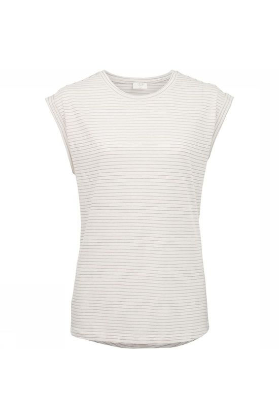 Yaya T-Shirt Lurex Stripe off white/silver