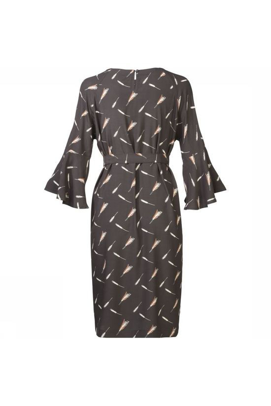 Yaya Jurk Woven Flower Print Dark Grey/Ass. Geometric