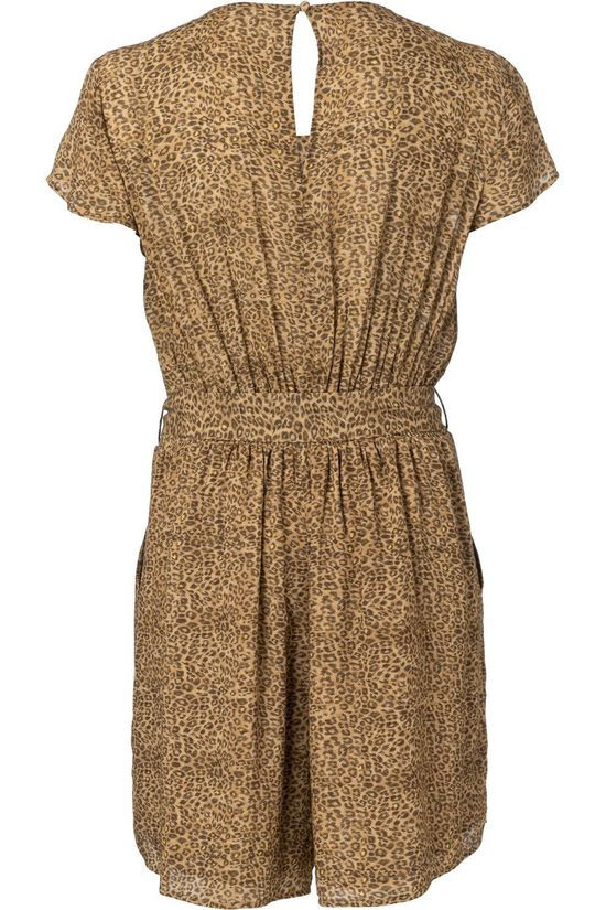 Yaya Jumpsuit Belted Playsuit With Animal Print Dark Brown/Ass. Geometric