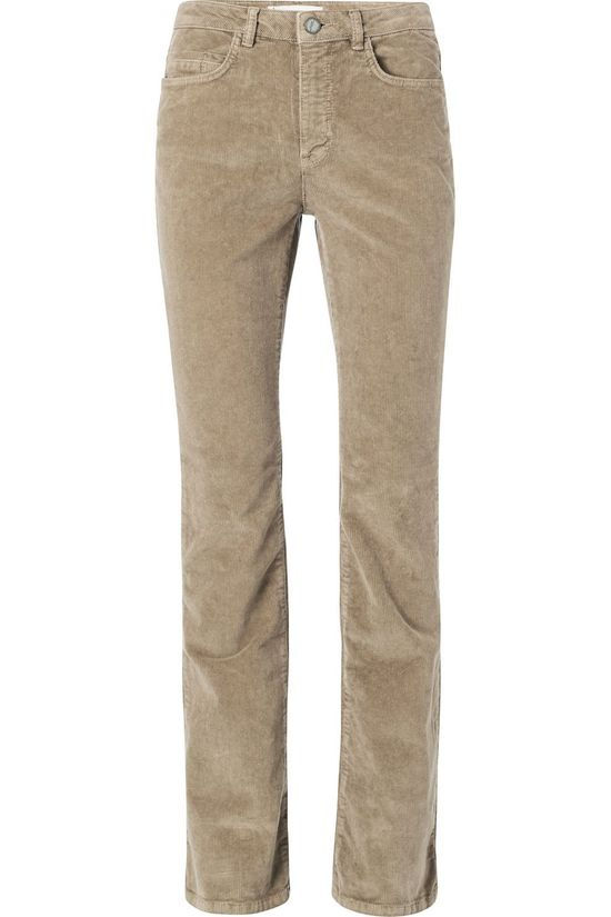 Yaya Broek High Waist Rib Cord With Flared Legs – 32 Length Sand Brown