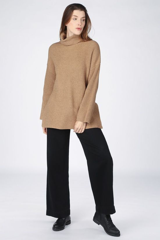 Selected Pull katty Ls Long Rollneck Camel Brown