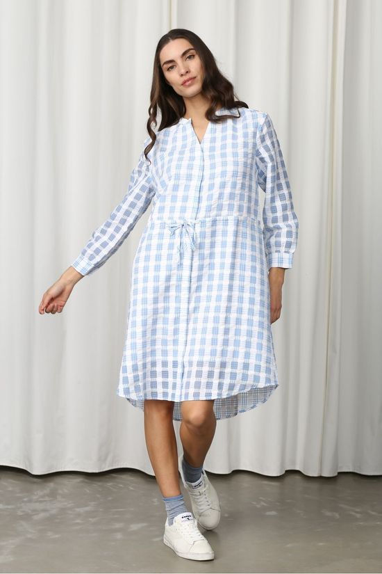 Selected Jurk Slfnora Damina 7/8 Light Blue/Ecru