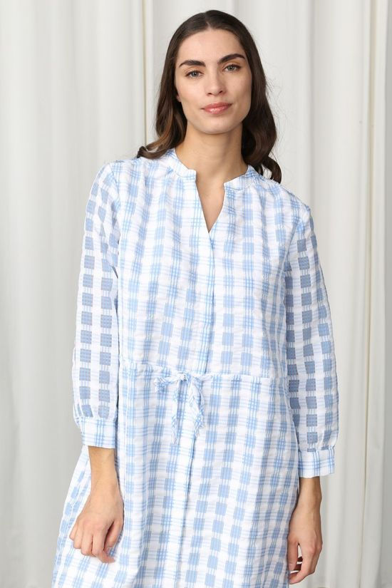 Selected Jurk Slfnora Damina 7/8 Light Blue/Ecru