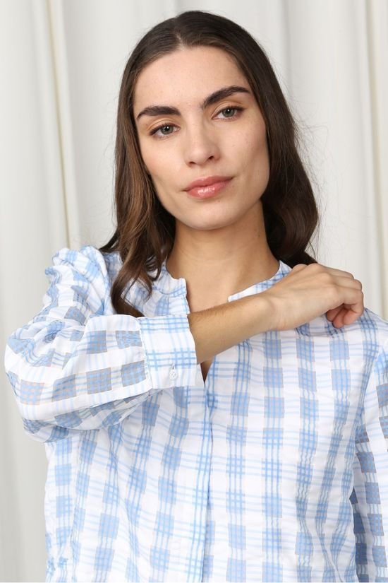 Selected Jurk Slfnora Damina 7/8 Light Blue/Ecru