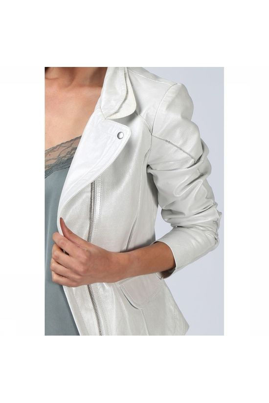 Yaya Manteau Leather Metallic silver