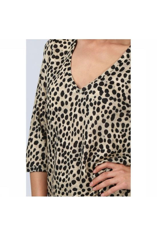 Yaya T-Shirt Jersey Leopard Aop Half Slv Sand Brown/Ass. Geometric