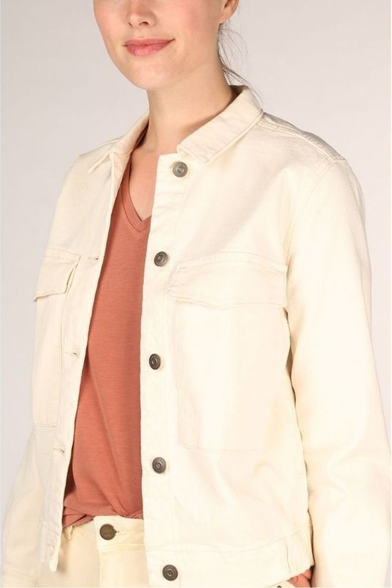 Yaya Blazer Colored Denim With Large Cargo Pockets off white