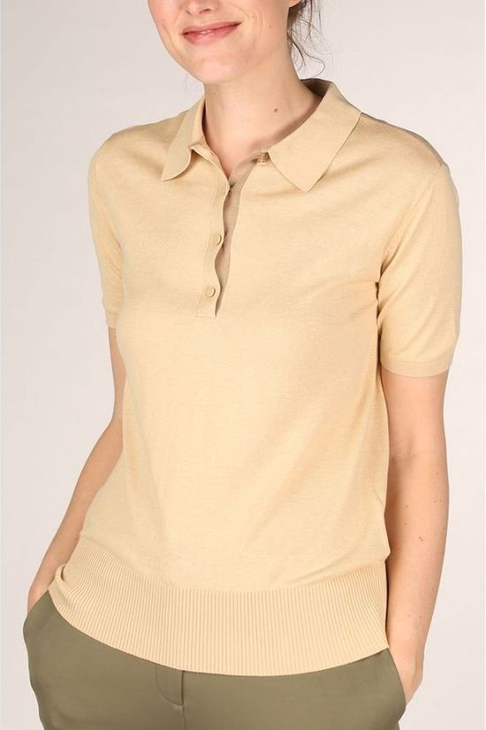 Yaya Polo With Short Sleeves And Rubber Buttons Sand Brown