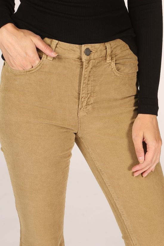 Yaya Broek High Waist Rib Cord With Flared Legs – 32 Length Sand Brown