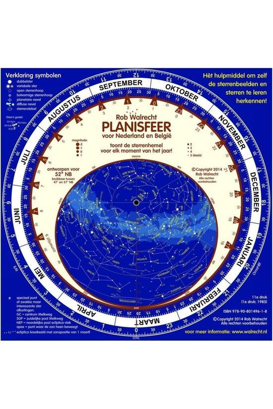 ROB WALRECHT PRODUCT Reisboek Planisfeer voor 52° NB  (4 pagina's) Nederlands 2014